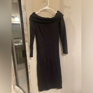 Zara winter off shoulder black dress, small